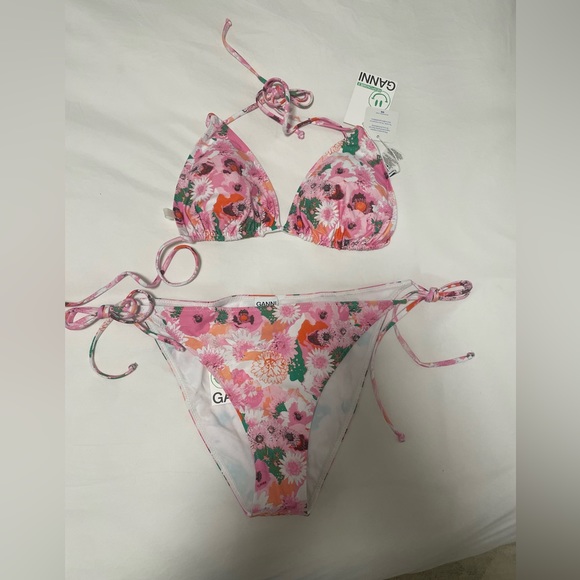 BNWT GANNI Floral String Halter Bikini (top + bottom) - Picture 6 of 11